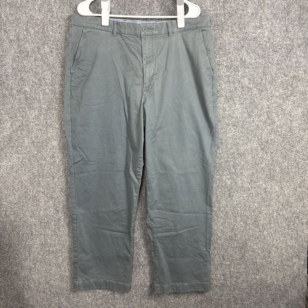 L.L. Bean Pants Mens Sz 38 Storm Gray Lakewashed Stretch Khakis Straight Casual